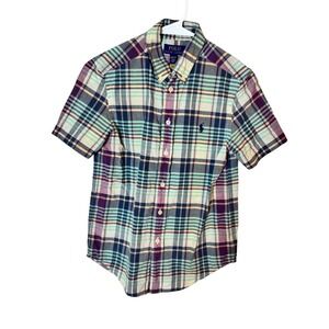 Polo Ralph Lauren Boys Multi Color Plaid Short Sleeve Button Down Shirt Size M